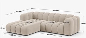 Sivá ženilková rohová pohovka (ľavý roh/s leňoškou) Lupine – Micadoni