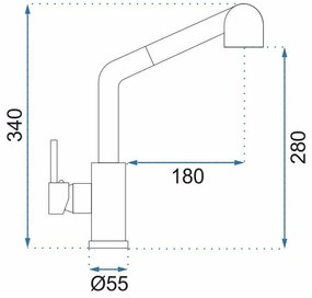 Rea Troy, stojanková kuchynská batéria 34 cm, oceľová, REA-B6301