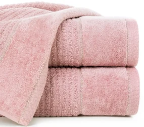 Bavlnená osuška GLORY v ružovej farbe s velúrovým okrajom prešitá lesklou niťou Šírka: 50 cm | Dĺžka: 90 cm