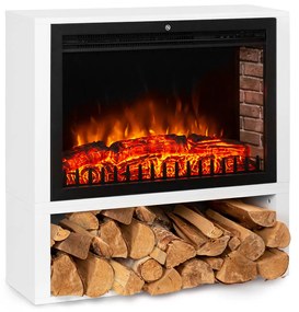 Mauna Loa, elektrický krb, 2000 W, LED plamene, diaľkové ovládanie, drevená polica, biely