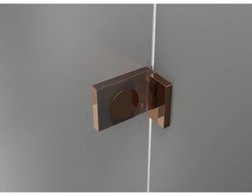 Mexen Lunar, L päťuholníkový sprchový kút naklápací doľava 100 x 80 cm, 8mm číre sklo, profil ružové zlato, 831L-100L-080P-60-00-L
