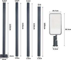 BRILAGI-LED Vonkajšie svietidlo so stĺpom a 4 m káblom URBANLIGHT LED/200W/230V antracit IP65