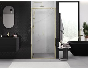 Mexen Exo, posuvné sprchové dvere 115 cm, číre sklo, zlatá, 8151-115-000-50-00