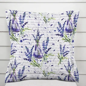 Biante Dekoračná obliečka na vankúš s lemom PML-082 Vetvičky levandúľ s vázičkami 45 x 45 cm