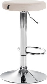 Barová stolička Ponte - zamat, chróm rám - Krémová