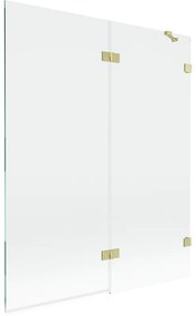 Mexen Lunar, 2-krídlová vaňová zástena pravá 140 x 150 cm, číre sklo, zlatá matná, 897-140-100-55-00-P