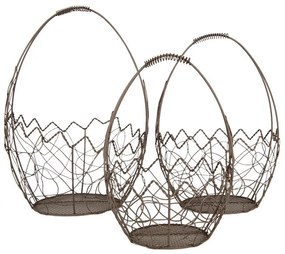 3ks drôtený košík v tvare vajíčka - Ø 28*17/37 / Ø 23*14/33 / Ø 18*12/28 cm