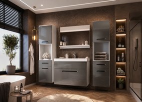 Kúpeľňový nábytok Belini šedý lesk + umývadlo + zrkadlo  ROD P 6/0/W/S/0/ZW