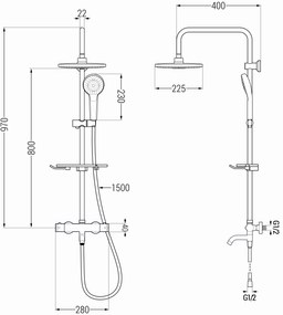 Mexen - KT05 sprchový set s termostatickou vaňovou batériou Kai, biela, 779000593-20