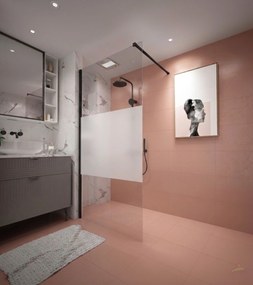 Erga Paris, sprchová zástena Walk-In 120x200 cm, 8mm číre/mliečne sklo, čierny profil, ERG-V02-PARIS-120x200-MF-BK