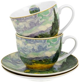 Porcelánová šálka s podšálkou Van Gogh Wheat Field 90 ml sada 2ks