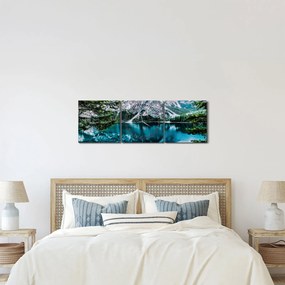 Obraz Jazerá v Alpách (s hodinami) (90x30 cm)