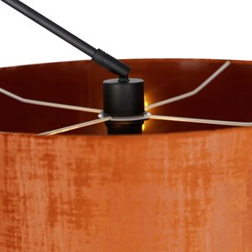 Moderná stojaca lampa čierna s oranžovým tienidlom 50 cm - Editor