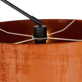 Moderná stojaca lampa čierne ľanové tienidlo oranžové 50 cm - Redaktor