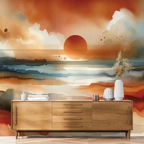 Samolepiaca tapeta abstraktný akvarelový západ slnka
