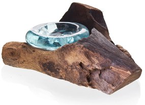 Roztavené sklo na dreve - Svietnik