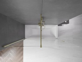 Mexen Velar, 2-krídlová posuvná vaňová zástena 180 x 150 cm, 8mm číre sklo, zlatý lesklý profil, 896-180-000-01-50