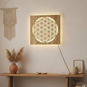 SENTOP | Drevená mandala Kvet života s LED podsvietením obraz na stenu  | SENTOP LED0168