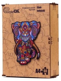 017174 3D drevené puzzle handmade - Indický slon A4