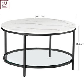 Konferenčný stolík okrúhly s mramorovým efektom, kovový rám