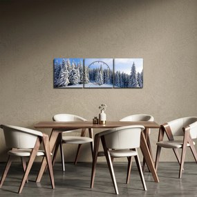 Obraz - Zima v lesoch (s hodinami) (90x30 cm)