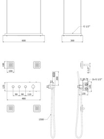 Mexen Soler, podomietkový sprchový set, čierna matná, 7601-04-70