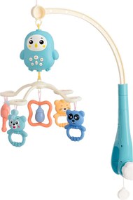 LEAN Toys Modré medvedíky - detský kolotoč s hrkálkou