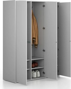 Šatníková skriňa FRAME, 3 oddiely, 1299 x 450 x 1735 mm, PUSH-lock, sivá
