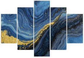 Obraz - Modro-zlatá abstrakcia (150x105 cm)