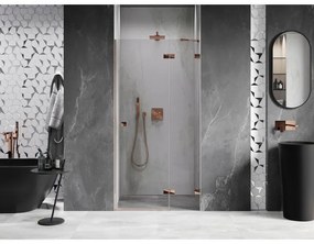 Mexen Lunar, výklopné pravé sprchové dvere 95 cm, 8mm číre sklo, ružové zlato profil, 834-095-000-60-00-P