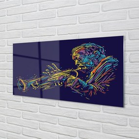 Obraz na skle trumpet muž 125x50 cm
