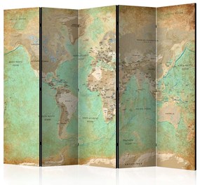 Artgeist Paraván - Turquoise World Map  [Room Dividers]
