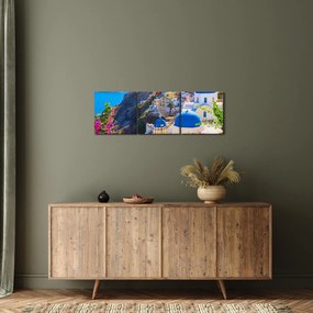 Obraz - Santorini, Grécko (s hodinami) (90x30 cm)