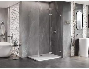 Mexen Lunar-F, 1-krídlový sprchový kút so skladacími dverami, pravý, 85 x 80 cm, 8mm číre sklo, brúsená oceľ profil, 836-085-080-97-00-P