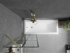 Mexen Next, 1-krídlová vaňová zástena 60 x 150 cm, 6mm číre sklo - čierny vzor, zlatá matná, 895-060-000-00-77-55
