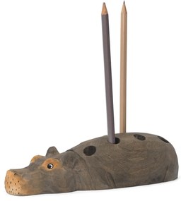 Ferm Living Drevený stojanček na ceruzky Hippo Hand Carved