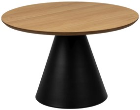 BOSCO Prírodný dub / čierna noha – OKRÚHLY KÁVOVÝ STOLÍK 65 cm, KONFERENČNÝ STOLÍK DO OBÝVAČKY, DYHA