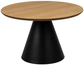 BOSCO Prírodný dub / čierna noha – OKRÚHLY KÁVOVÝ STOLÍK 65 cm, KONFERENČNÝ STOLÍK DO OBÝVAČKY, DYHA