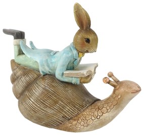 Dekorácia ležiace králik s knihou na slimáky - 16 * 8 * 14 cm