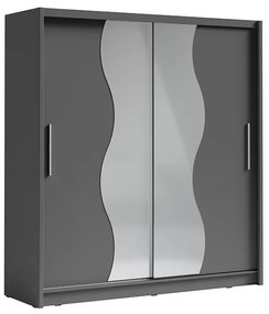 Šatníková skriňa s posuvnými dverami Birgamo Typ 1 - tmavosivý grafit