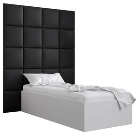 Jednolôžková posteľ s čalúneným čelom 90 cm Brittany 3 (biela matná + čierna) (s roštom). Vlastná spoľahlivá doprava až k Vám domov. 1045978