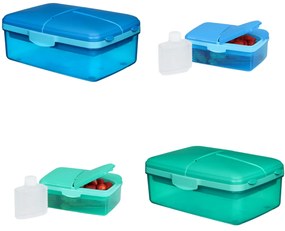 Box na desiatu/obed s priehradkami aj fľaštičkou, 1,5l - mix farieb Farba škatuliek SISTEMA: Modrá