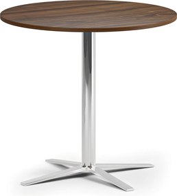 Konferenčný stolík AURA, priemer 60 cm, chróm podnož, orech