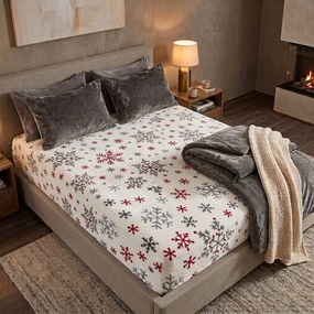 4Home Vianočné prestieradlo mikroflanel Snowflakes, 160 x 200 cm