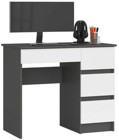 Písací stôl A-7 90 cm grafitový/biely pravý