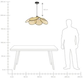 Závesná lampa prírodná a čierna MEROO Beliani