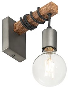Priemyselná nástenná lampa oceľ s hnedou - Gallow