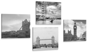 Set obrazov tajomný Londýn v čiernobielom prevedení Varianta: 4x 60x60