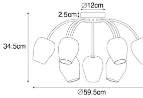 Klasické stropné svietidlo zlaté so sklom 9-svetlo - Elien