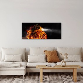 Obraz - Motorkár s plameňmi (120x50 cm)